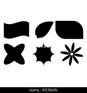 Minimalist collection of blank geometric sticker badges featuring clean solid shapes, perfect for promo price tags, neo brutalism posters Stock Vector