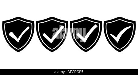 Collection of shield icons featuring check mark symbols representing security Stock Vector