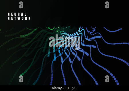 Green Cyan Digital Spiral Background Design Stock Vector