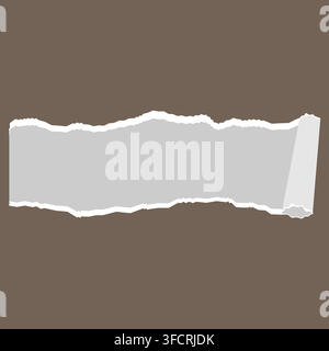 Horizontal Torn Paper Banner with Rolled Edge Vectors Illustration Stock Vector