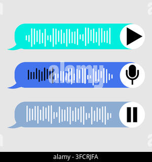 Voice note player UI design layout with microphone and pause button Stock Vector