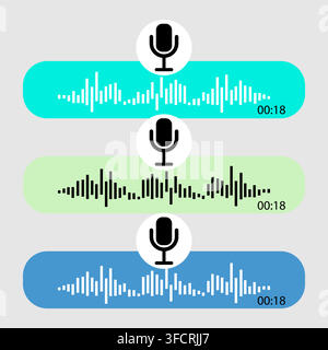 Voice note player UI design layout with microphone and pause button Stock Vector