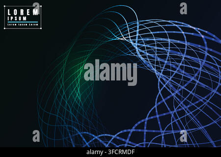 Green Blue Neural Particle Wave Background Stock Vector