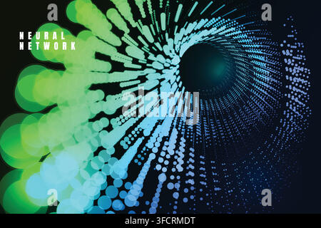 Cyan Teal Particle Grid Wave Background Stock Vector