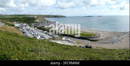Aberdaron village in North Wales, shot looking down on the whole town Stock Photo