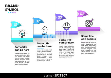 Infographic template with icons and 4 options or steps. Staircase. Can be used for workflow layout, diagram, webdesign. Vector illustration Stock Vector