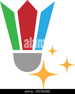 Modern shuttlecock logo vector for badminton sports and tournament branding Stock Vector