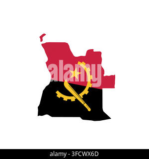 Angola - country map silhouette filled with national flag. Simple flat vector illustration. Stock Vector