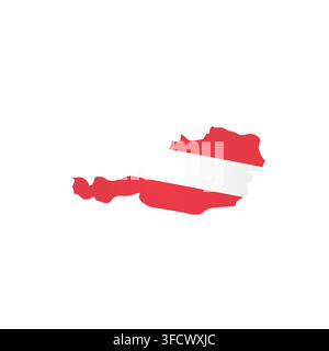 Austria - country map silhouette filled with national flag. Simple flat vector illustration. Stock Vector