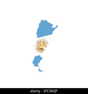 Argentina - country map silhouette filled with national flag. Simple flat vector illustration. Stock Vector