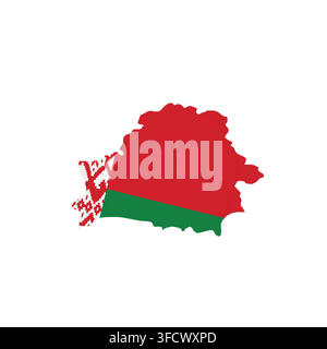 Belarus - country map silhouette filled with national flag. Simple flat vector illustration. Stock Vector