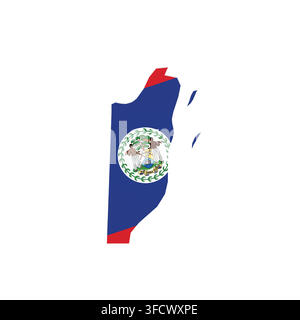 Belize - country map silhouette filled with national flag. Simple flat vector illustration. Stock Vector