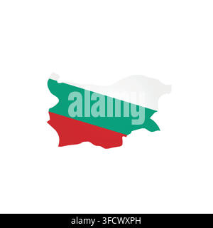 Bulgaria - country map silhouette filled with national flag. Simple flat vector illustration. Stock Vector
