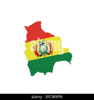 Bolivia - country map silhouette filled with national flag. Simple flat vector illustration. Stock Vector