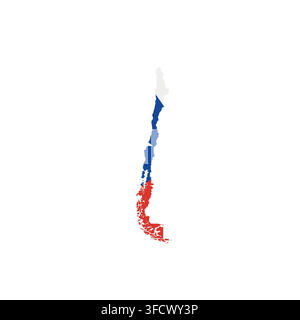 Chile - country map silhouette filled with national flag. Simple flat vector illustration. Stock Vector
