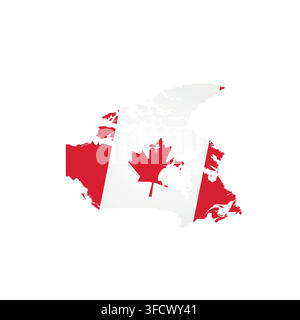 Canada - country map silhouette filled with national flag. Simple flat vector illustration. Stock Vector