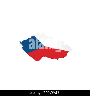 Czech Republic - country map silhouette filled with national flag. Simple flat vector illustration. Stock Vector