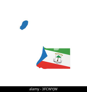 Equatorial Guinea - country map silhouette filled with national flag. Simple flat vector illustration. Stock Vector