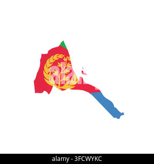 Eritrea - country map silhouette filled with national flag. Simple flat vector illustration. Stock Vector
