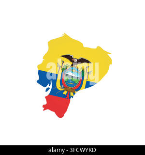 Ecuador - country map silhouette filled with national flag. Simple flat vector illustration. Stock Vector