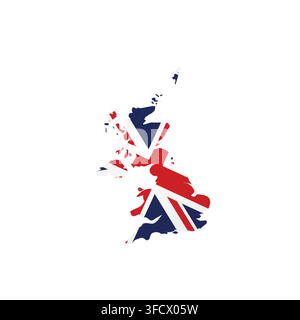 United Kingdom of Great Britain and Northern Ireland, UK - country map silhouette filled with national flag. Simple flat vector illustration. Stock Vector