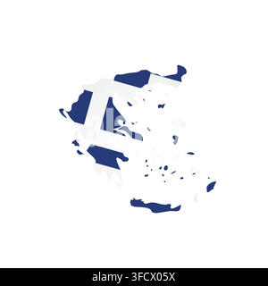 Greece - country map silhouette filled with national flag. Simple flat vector illustration. Stock Vector