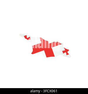 Georgia - country map silhouette filled with national flag. Simple flat vector illustration. Stock Vector