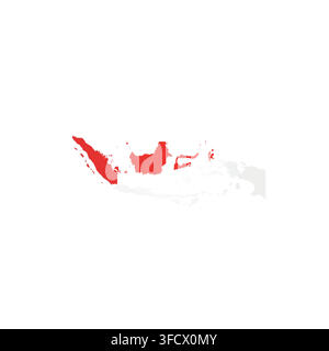 Indonesia - country map silhouette filled with national flag. Simple flat vector illustration. Stock Vector