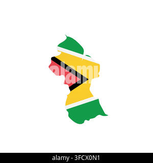 Guyana - country map silhouette filled with national flag. Simple flat vector illustration. Stock Vector