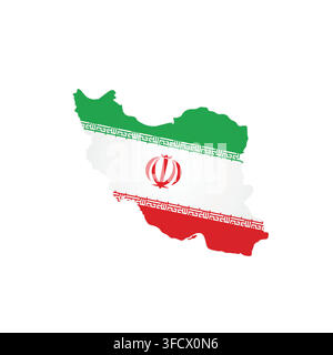Iran - country map silhouette filled with national flag. Simple flat vector illustration. Stock Vector