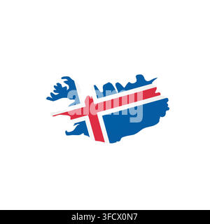 Iceland - country map silhouette filled with national flag. Simple flat vector illustration. Stock Vector