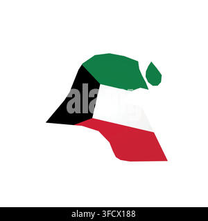 Kuwait - country map silhouette filled with national flag. Simple flat vector illustration. Stock Vector