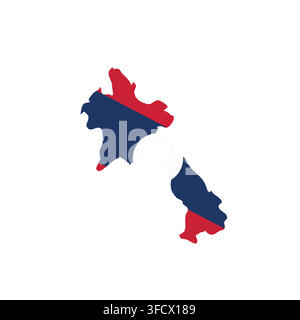 Laos - country map silhouette filled with national flag. Simple flat vector illustration. Stock Vector