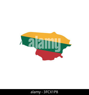 Lithuania - country map silhouette filled with national flag. Simple flat vector illustration. Stock Vector