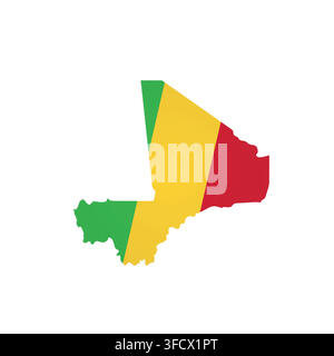Mali - country map silhouette filled with national flag. Simple flat vector illustration. Stock Vector