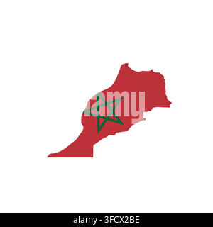Morocco - country map silhouette filled with national flag. Simple flat vector illustration. Stock Vector