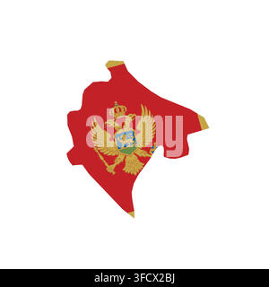 Montenegro - country map silhouette filled with national flag. Simple flat vector illustration. Stock Vector