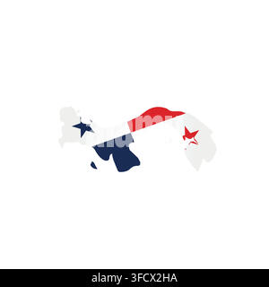 Panama - country map silhouette filled with national flag. Simple flat vector illustration. Stock Vector