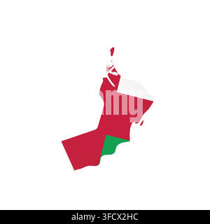 Oman - country map silhouette filled with national flag. Simple flat vector illustration. Stock Vector