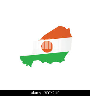 Niger - country map silhouette filled with national flag. Simple flat vector illustration. Stock Vector