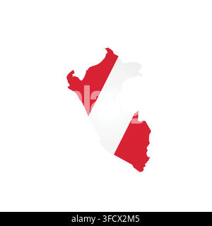 Peru - country map silhouette filled with national flag. Simple flat vector illustration. Stock Vector
