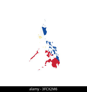 Philippines - country map silhouette filled with national flag. Simple flat vector illustration. Stock Vector