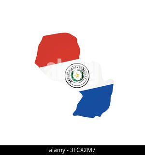 Paraguay - country map silhouette filled with national flag. Simple flat vector illustration. Stock Vector