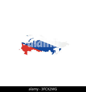 Russia - country map silhouette filled with national flag. Simple flat vector illustration. Stock Vector