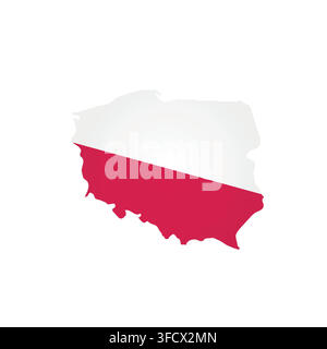 Poland - country map silhouette filled with national flag. Simple flat vector illustration. Stock Vector