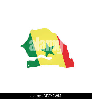 Senegal - country map silhouette filled with national flag. Simple flat vector illustration. Stock Vector