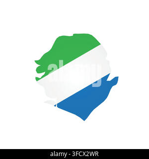 Sierra Leone - country map silhouette filled with national flag. Simple flat vector illustration. Stock Vector