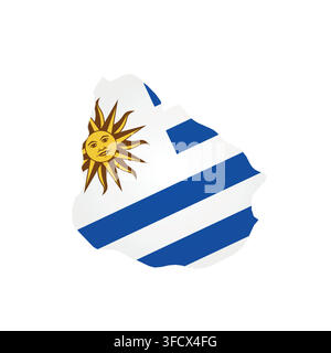 Uruguay - country map silhouette filled with national flag. Simple flat vector illustration. Stock Vector