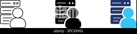 Server administrator icon with user symbol, database management and web hosting concept Stock Vector