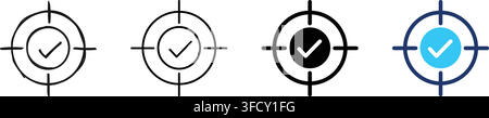 Target crosshair icon with checkmark symbol, goal achievement and accuracy concept Stock Vector